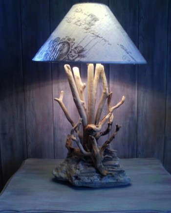 lampe neptuna artisanale bois flotté cap ferret